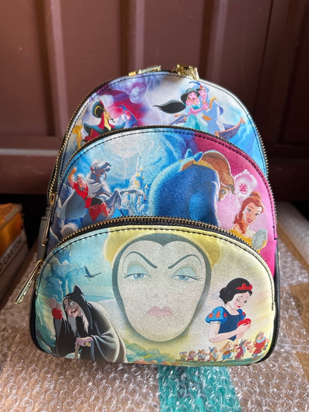 Loungefly Good vs Evil Aladdin Beauty and the Beast Snow White Mini Backpack